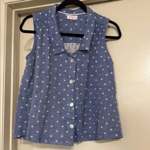 St. Tropez Blue and White Button Down Shirt with Polka Dots